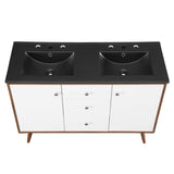 Transmit 48" Double Sink Bathroom Vanity Walnut Black EEI-5380-WAL-BLK