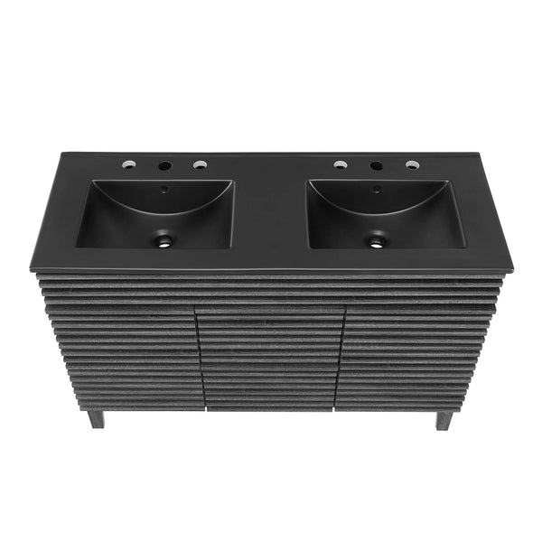 Modway Furniture Render 48" Double Sink Bathroom Vanity XRXT Charcoal Black EEI-5381-CHA-BLK