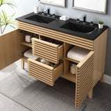 Modway Furniture Render 48" Double Sink Bathroom Vanity XRXT Oak Black EEI-5381-OAK-BLK
