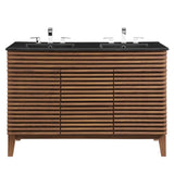 Render 48" Double Sink Bathroom Vanity Walnut Black EEI-5381-WAL-BLK