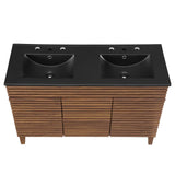 Render 48" Double Sink Bathroom Vanity Walnut Black EEI-5381-WAL-BLK