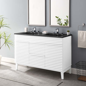 Modway Furniture Render 48" Double Sink Bathroom Vanity XRXT White Black EEI-5381-WHI-BLK