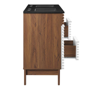 Modway Furniture Render 48" Double Sink Bathroom Vanity XRXT White Walnut Black EEI-5381-WHI-WAL-BLK