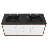 Transmit 48" Wall-Mount Bathroom Vanity Walnut Black EEI-5382-WAL-BLK