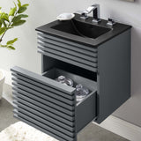 Modway Furniture Render 18" Wall-Mount Bathroom Vanity XRXT Gray Black EEI-5390-GRY-BLK