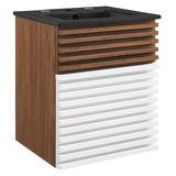 Modway Furniture Render 18" Wall-Mount Bathroom Vanity XRXT White Walnut Black EEI-5390-WHI-WAL-BLK