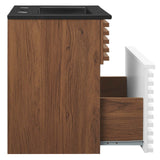 Modway Furniture Render 18" Wall-Mount Bathroom Vanity XRXT White Walnut Black EEI-5390-WHI-WAL-BLK