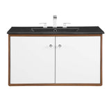 Transmit 36" Wall-Mount Bathroom Vanity Walnut Black EEI-5393-WAL-BLK