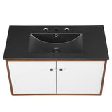 Transmit 36" Wall-Mount Bathroom Vanity Walnut Black EEI-5393-WAL-BLK