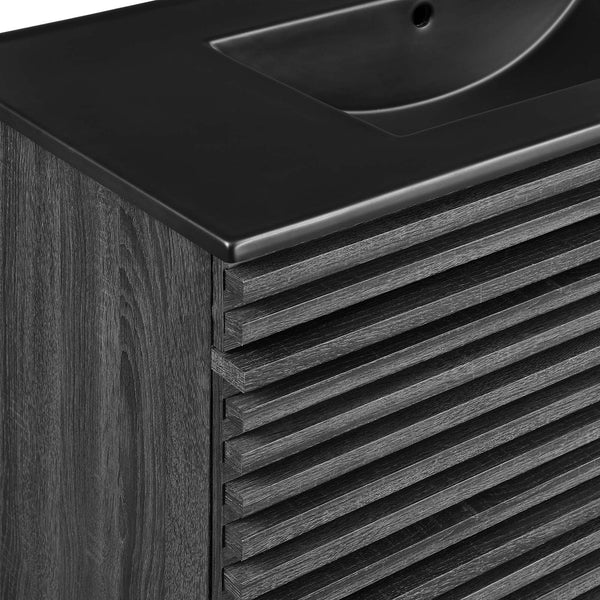 Modway Furniture Render 36" Wall-Mount Bathroom Vanity XRXT Charcoal Black EEI-5395-CHA-BLK