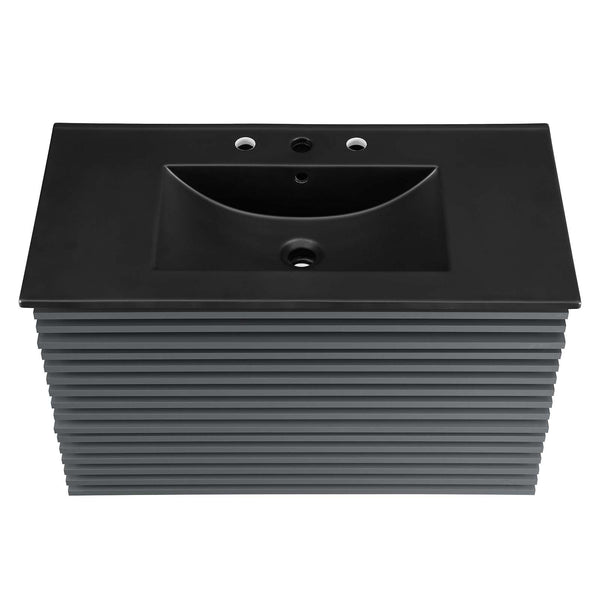 Modway Furniture Render 36" Wall-Mount Bathroom Vanity XRXT Gray Black EEI-5395-GRY-BLK