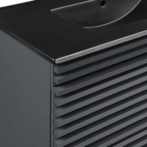 Modway Furniture Render 36" Wall-Mount Bathroom Vanity XRXT Gray Black EEI-5395-GRY-BLK