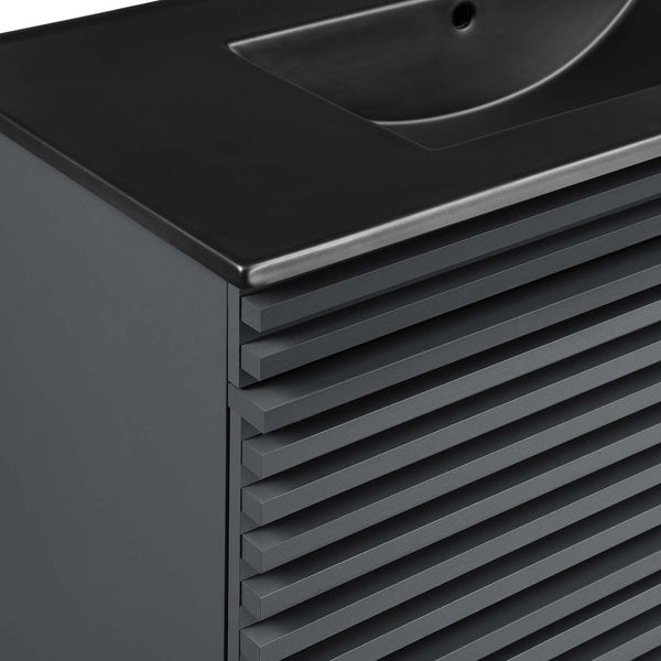 Modway Furniture Render 36" Wall-Mount Bathroom Vanity XRXT Gray Black EEI-5395-GRY-BLK