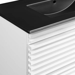 Modway Furniture Render 36" Wall-Mount Bathroom Vanity XRXT White Black EEI-5395-WHI-BLK