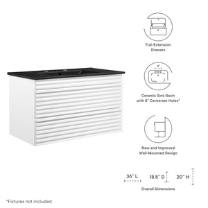 Modway Furniture Render 36" Wall-Mount Bathroom Vanity XRXT White Black EEI-5395-WHI-BLK