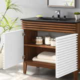 Modway Furniture Render 36" Bathroom Vanity XRXT White Walnut Black EEI-5396-WHI-WAL-BLK