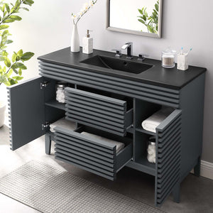 Modway Furniture Render 48" Single Sink Bathroom Vanity XRXT Gray Black EEI-5398-GRY-BLK