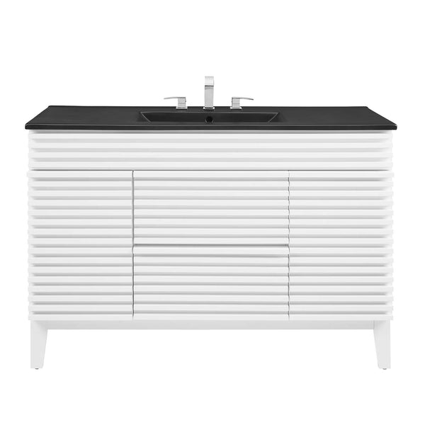 Modway Furniture Render 48" Single Sink Bathroom Vanity XRXT White Black EEI-5398-WHI-BLK