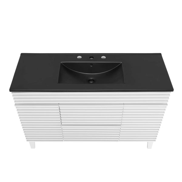 Modway Furniture Render 48" Single Sink Bathroom Vanity XRXT White Black EEI-5398-WHI-BLK