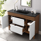 Modway Furniture Render 48" Single Sink Bathroom Vanity XRXT White Walnut Black EEI-5398-WHI-WAL-BLK