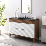 Modway Furniture Render 48" Single Sink Bathroom Vanity XRXT White Walnut Black EEI-5398-WHI-WAL-BLK