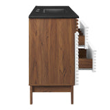 Modway Furniture Render 48" Single Sink Bathroom Vanity XRXT White Walnut Black EEI-5398-WHI-WAL-BLK