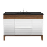 Modway Furniture Render 48" Single Sink Bathroom Vanity XRXT White Walnut Black EEI-5398-WHI-WAL-BLK