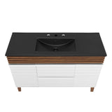 Modway Furniture Render 48" Single Sink Bathroom Vanity XRXT White Walnut Black EEI-5398-WHI-WAL-BLK