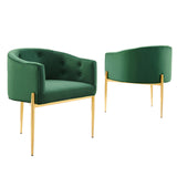 Savour Tufted Performance Velvet Accent Chairs - Set of 2 Emerald EEI-5415-EME