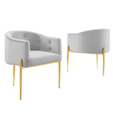 Savour Tufted Performance Velvet Accent Chairs - Set of 2 Light Gray EEI-5415-LGR