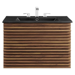 Render 30" Wall-Mount Bathroom Vanity Walnut Black EEI-5417-WAL-BLK