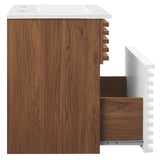 Modway Furniture Render 18" Wall-Mount Bathroom Vanity XRXT White Walnut White EEI-5419-WHI-WAL-WHI