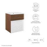 Modway Furniture Render 18" Wall-Mount Bathroom Vanity XRXT White Walnut White EEI-5419-WHI-WAL-WHI