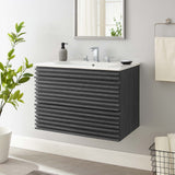 Modway Furniture Render 30" Wall-Mount Bathroom Vanity XRXT Charcoal White EEI-5421-CHA-WHI