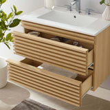 Modway Furniture Render 30" Wall-Mount Bathroom Vanity XRXT Oak White EEI-5421-OAK-WHI