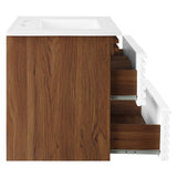 Modway Furniture Render 30" Wall-Mount Bathroom Vanity XRXT White Walnut White EEI-5421-WHI-WAL-WHI