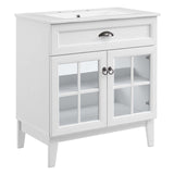 Isle 30" Bathroom Vanity Cabinet White White EEI-5425-WHI-WHI