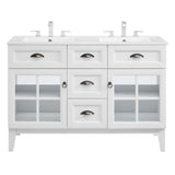 Isle 48" Double Bathroom Vanity Cabinet White White EEI-5428-WHI-WHI