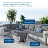 Convene 6-Piece Outdoor Patio Sectional Set Light Gray Charcoal EEI-5450-LGR-CHA