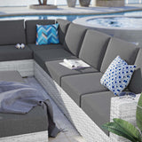 Convene 6-Piece Outdoor Patio Sectional Set Light Gray Charcoal EEI-5450-LGR-CHA