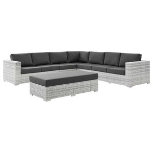 Convene 6-Piece Outdoor Patio Sectional Set Light Gray Charcoal EEI-5450-LGR-CHA