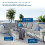 Convene 6-Piece Outdoor Patio Sectional Set Light Gray Gray EEI-5450-LGR-GRY