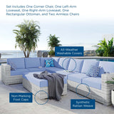 Convene 6-Piece Outdoor Patio Sectional Set Light Gray Light Blue EEI-5450-LGR-LBU