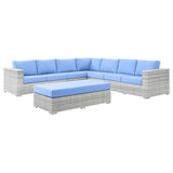 Convene 6-Piece Outdoor Patio Sectional Set Light Gray Light Blue EEI-5450-LGR-LBU