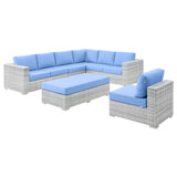 Convene 6-Piece Outdoor Patio Sectional Set Light Gray Light Blue EEI-5450-LGR-LBU