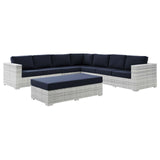 Convene 6-Piece Outdoor Patio Sectional Set Light Gray Navy EEI-5450-LGR-NAV