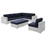 Convene 6-Piece Outdoor Patio Sectional Set Light Gray Navy EEI-5450-LGR-NAV