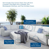 Convene 6-Piece Outdoor Patio Sectional Set Light Gray White EEI-5450-LGR-WHI