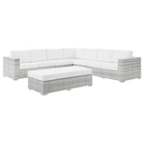 Convene 6-Piece Outdoor Patio Sectional Set Light Gray White EEI-5450-LGR-WHI