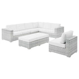 Convene 6-Piece Outdoor Patio Sectional Set Light Gray White EEI-5450-LGR-WHI